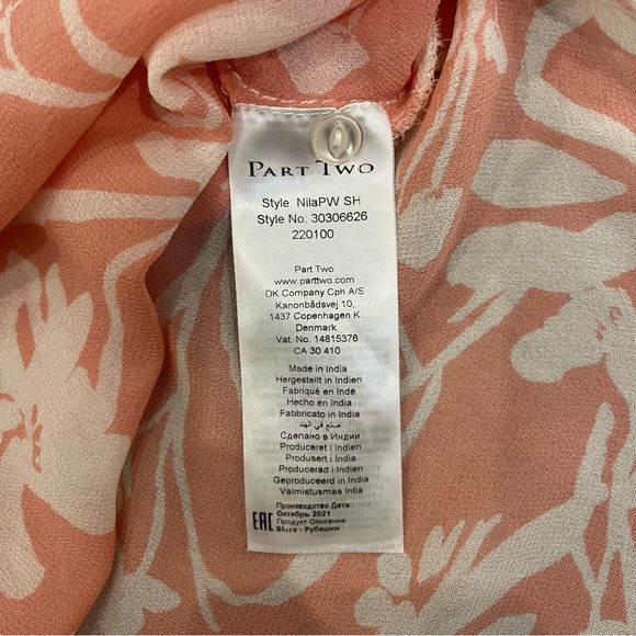 PART TWO Floral Peach Blouse - Size 38 - Picture 10 of 14